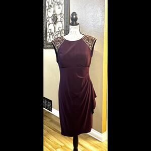 Xcape -Elegant Purple Dress with Embellished Shoulders